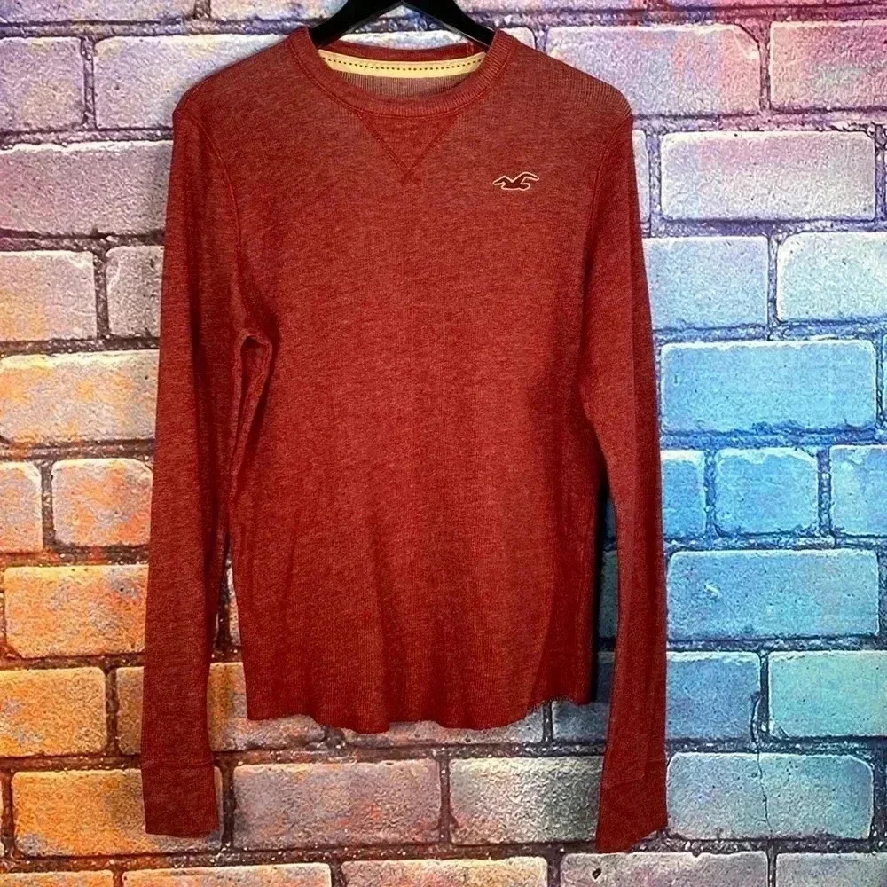 Hollister Shirt Men’s Long Sleeve Red Size Medium California Casual Logo